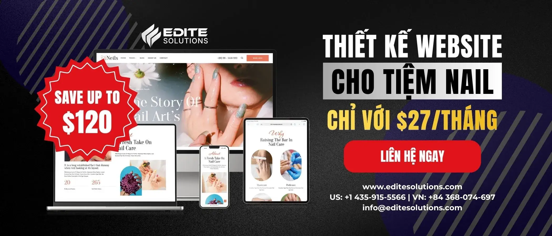 EDITE Solutions - Thiết kế website cho tiệm Nail