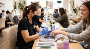 Bảo vệ sức khỏe thợ nail bằng khẩu trang N95 và hệ thống hút bụi bàn móng