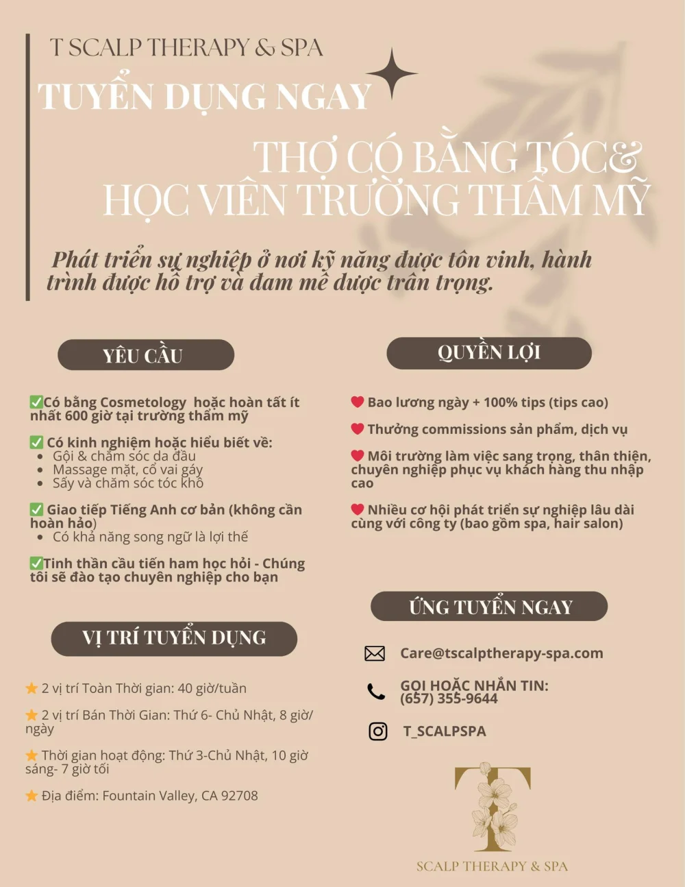 T Scalp Therapy & Spa tìm đồng đội