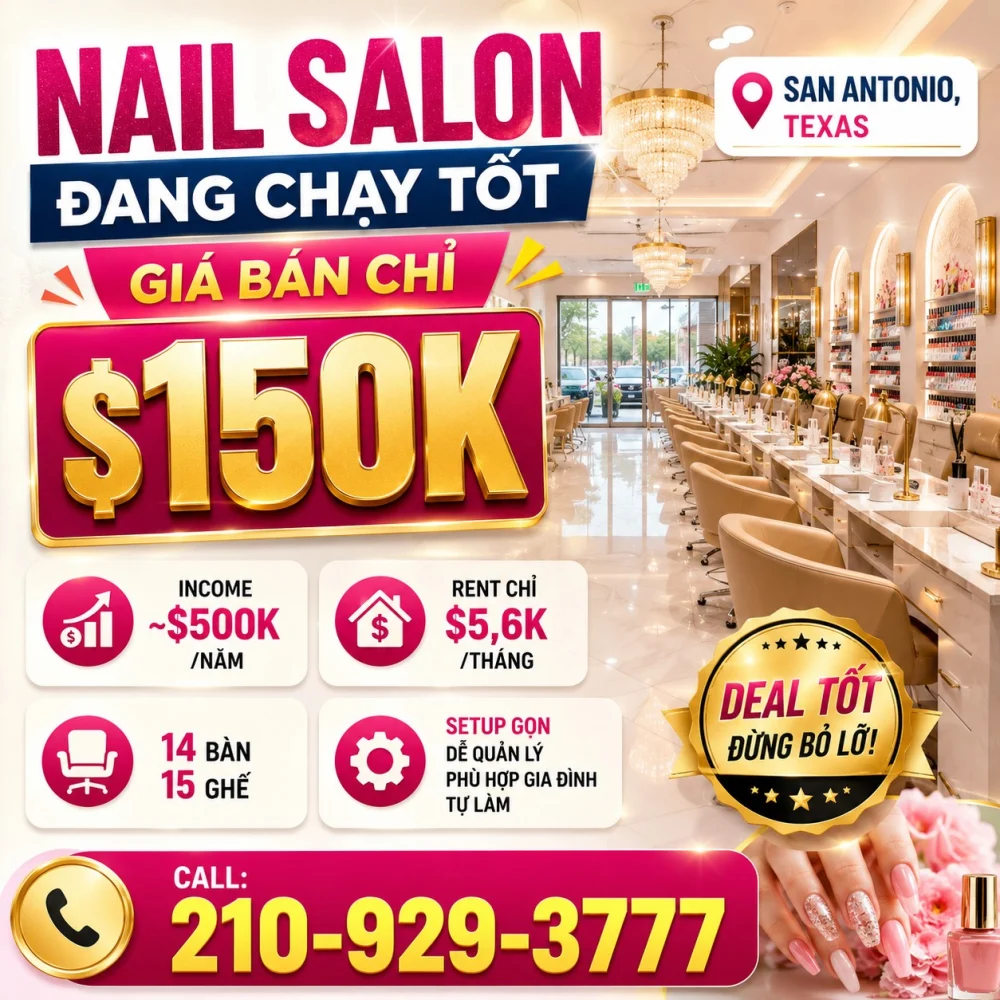 SANG TIỆM NAIL ĐANG CHẠY TỐT GIÁ RẺ TẠI SAN ANTONIO TX - Nail Salons for Sale in San Antonio, Texas, United States - image 1