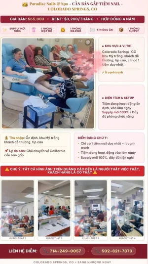 Cần Bán Gấp Tiệm Nail Colorado Springs CO Khu Mỹ Trắng độc tôn ít cạnh tranh - Bán Tiệm Nail tại Colorado Springs, CO, US