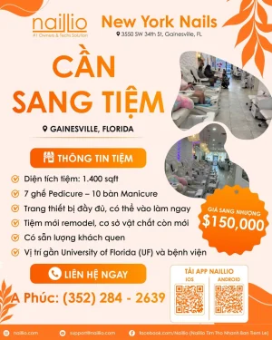 Cần sang tiệm New York Nails Gainesville Florida gần trường đại học UF mới remodel - Bán Tiệm Nail tại Gainesville, FL, US